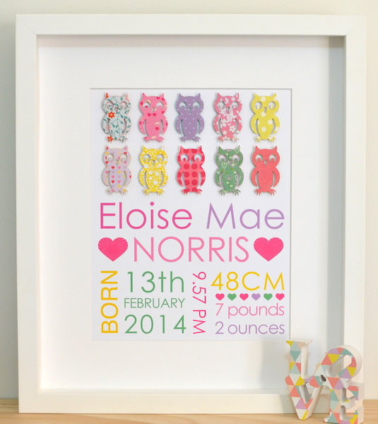 Baby Birth Details - Whimsical Designs 28x35cm