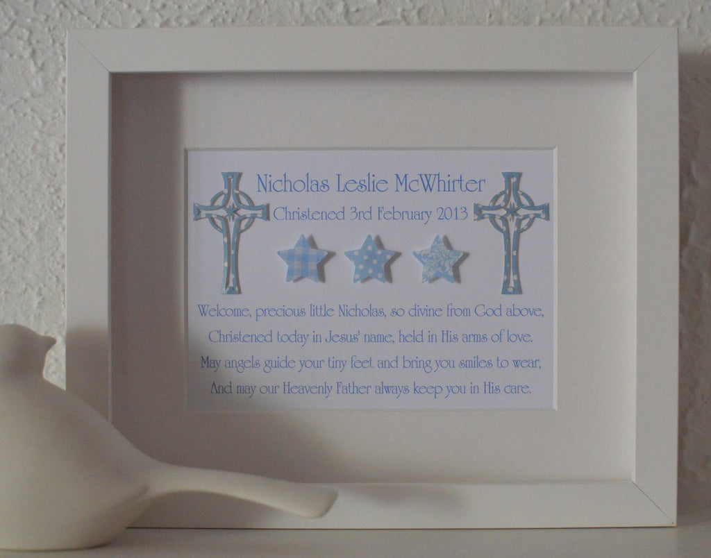 Boys Christening - Divine Cross and Stars 20x25cm