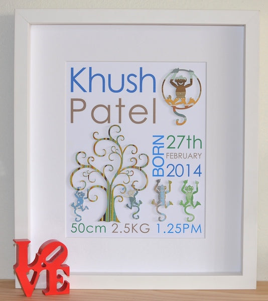 Baby Birth Details Artwork - Trees 28x35cm