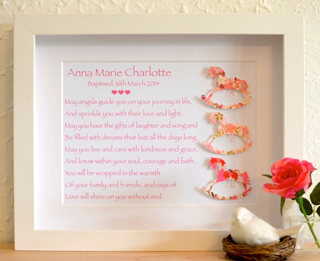 Baby Girls Christening - Rocking Horses 20x25cm