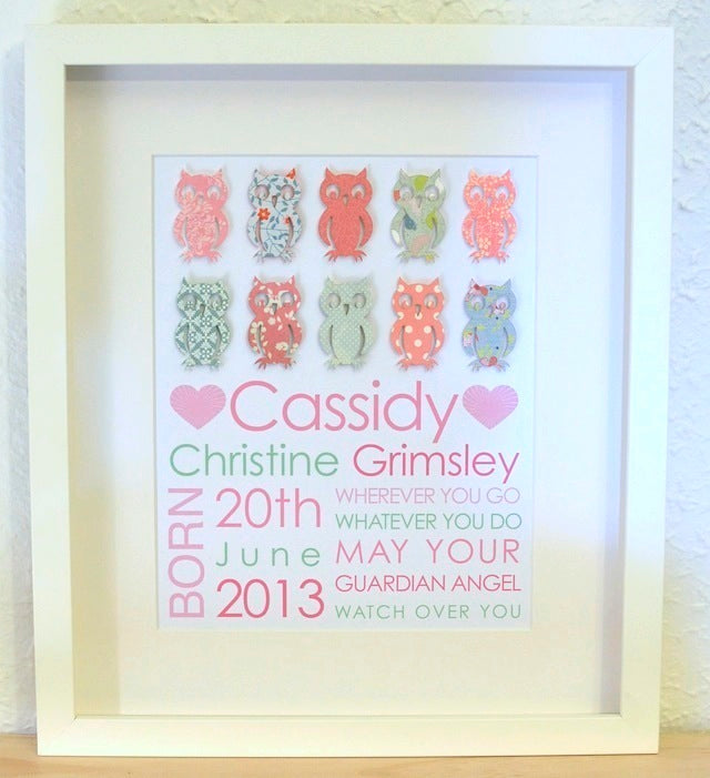 Baby Birth Details - Whimsical Designs 28x35cm
