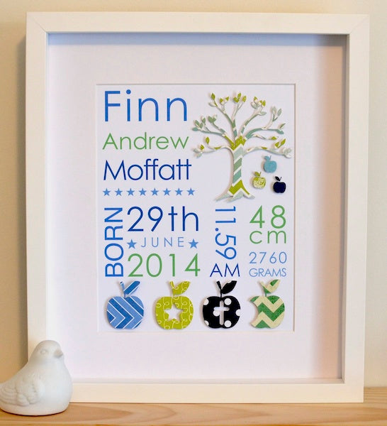Baby Birth Details Artwork - Trees 28x35cm